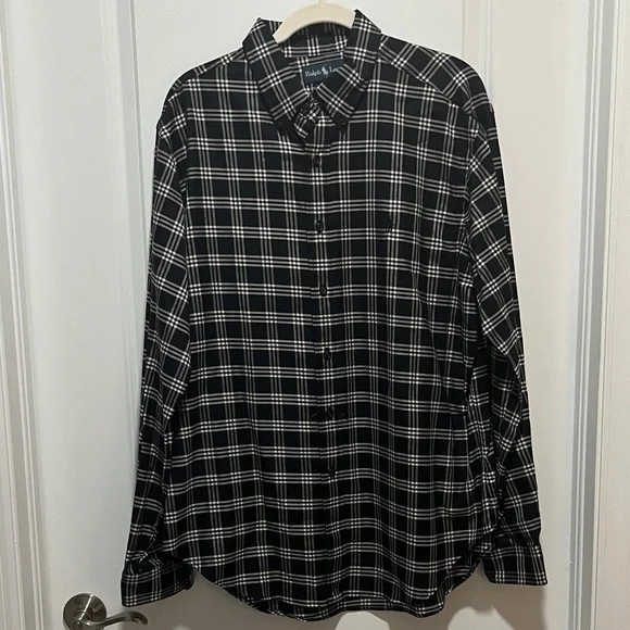 Ralph Lauren NWOT Black and White Plaid Cotton Shirt SZ XL - Picture 1 of 10